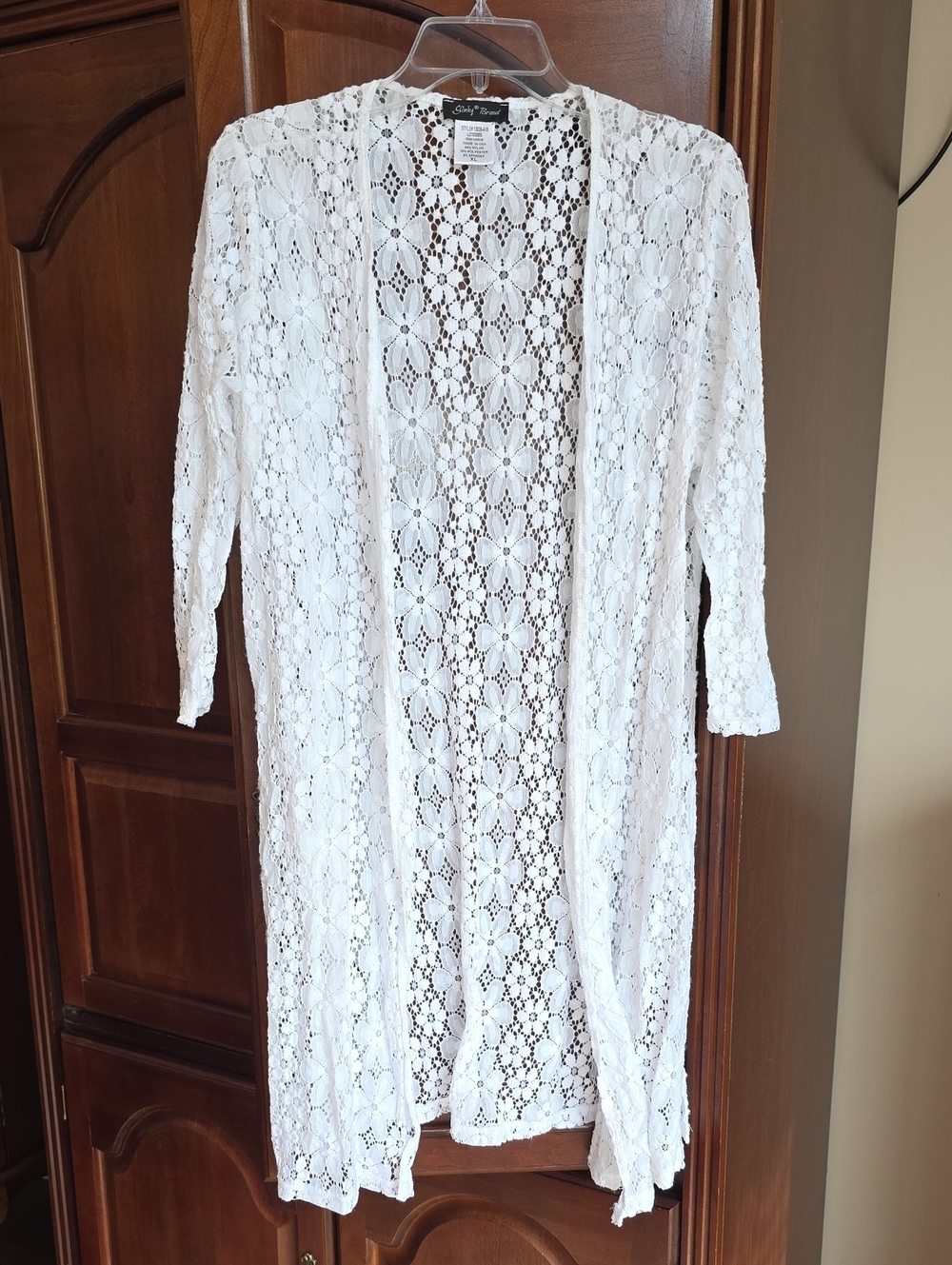Slinky Brand Floral Crochet Lace Duster Kimono Robe XL